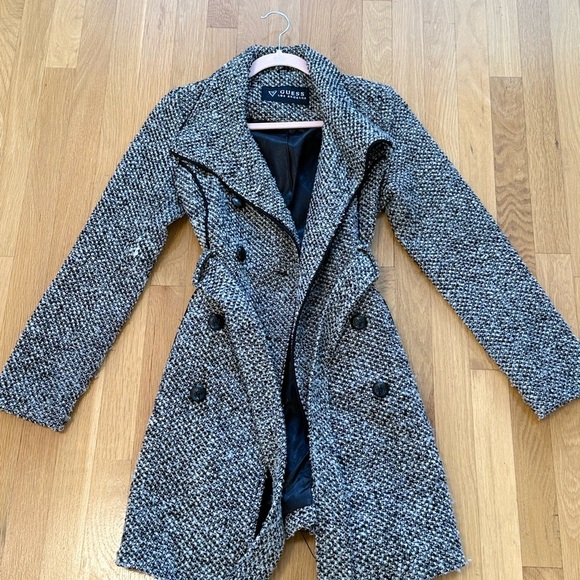 Guess Women's Black and White Tweed Trench Coat - Picture 6 of 12